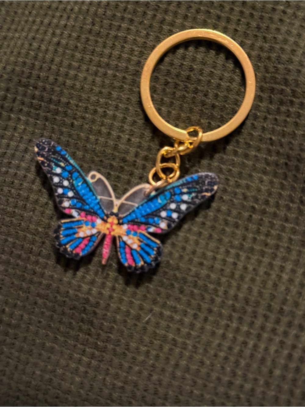 Blue Multicolor Butterfly Keychain - Picture 3 of 3